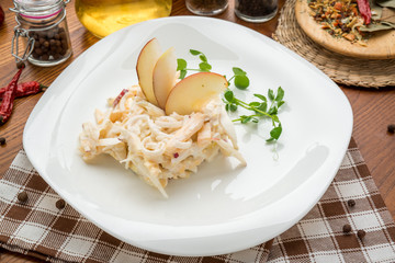 Cheese salad with egg and ham