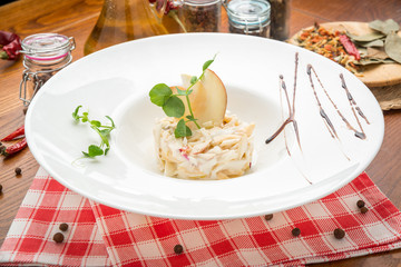 Cheese salad with egg and ham
