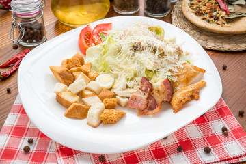 Healthy Green Organic Caesar Salad with Cheese