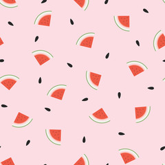 Watermelon seamless geometric pattern. Simple fruit background