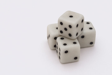 dice stacked on white background