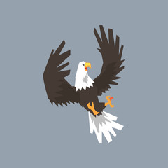 North American Bald Eagle flying and attacking, symbol of USA vector illustration