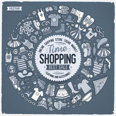 Vector set of Clothes cartoon doodle objects