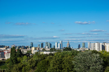 Fototapeta na wymiar Panorama of downtown Warsaw city, Poland