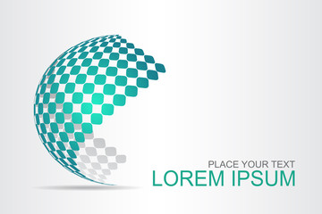 Logo stylized spherical surface with abstract shapes