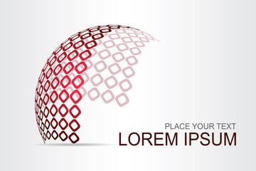Logo stylized spherical surface with abstract shapes
