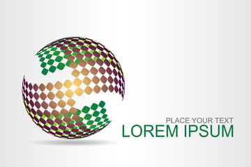 Logo stylized spherical surface with abstract shapes
