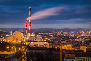 Wroclaw industry zone after the sunset, Poland