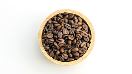 Coffee beans on a white background.