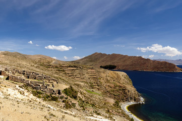 Bolivia, Titicaca lake. Inca prehistoric ruins on the Isla del Sol