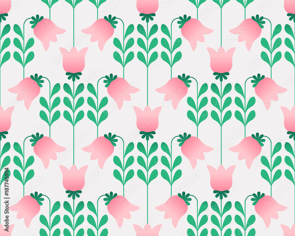 Poster seamless pattern with tulips