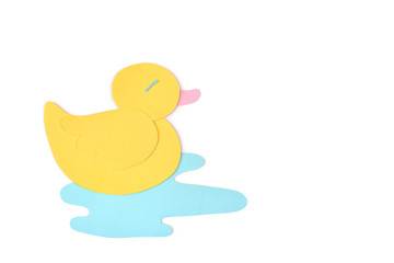 Duck paper cut on white background - isolated