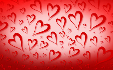 Pink and red hearts valentines day border and background