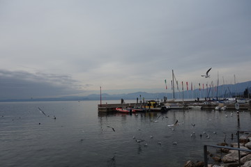 Fototapeta premium Cloudy day at Lake Garda, Italy