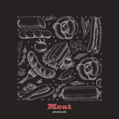 Vector square of meat products