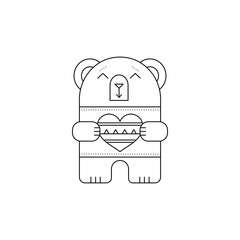 Romantic bear line icon