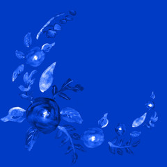 Watercolor flowers set. Beautiful wreath with roses. Elegant floral collection, hand drawn print. Design for invitation, wedding, birthday or greeting cards, posters. summer and spring background.