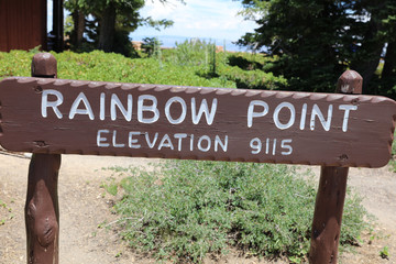 Rainbow Point Sign in Bryce Canyon National Park. Utah. USA