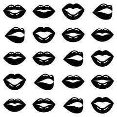 Fototapeta na wymiar Valentine's Day vector pattern, black and white lips seamless background, love vector design 