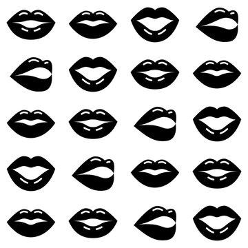 Valentine's Day vector pattern, black and white lips seamless background, love vector design
 