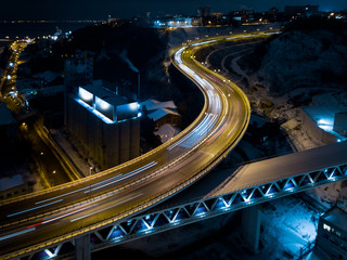 Fototapeta na wymiar motorway at night from a height