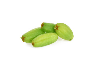 Bilimbi (Averhoa bilimbi Linn.) or cucumber fruit on white background