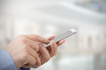 Man using mobile smart phone
