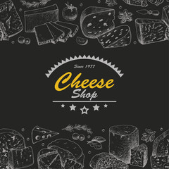 Horizontal background with cheese products