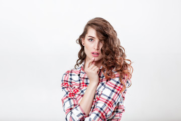 woman in plaid shirt