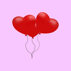 Fototapeta na wymiar Realistic heart ballons. Vector illustration