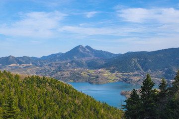 Panoramic view of Plastiras lake in central Greece, Karditsa