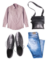Mens clothes collage set isolated.