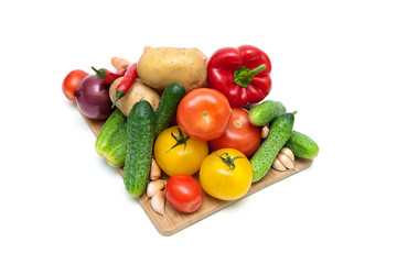fresh vegetables on a white background