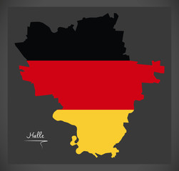 Halle map with German national flag illustration