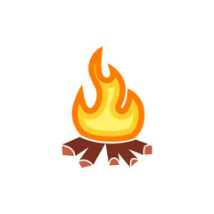 Campfire with firewood. Icon fire. Vector illustration