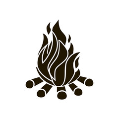 Campfire with firewood. Icon fire. Vector illustration