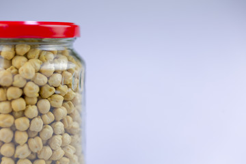 Chickpeas in a glass jar