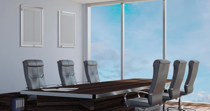4k. Empty modern office Cabinet. Meeting room. 3D rendering.