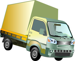 Delivery truck with box vector illustration on a white background isolated