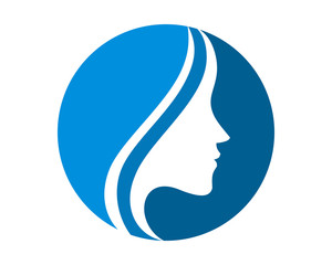 blue circle woman silhouette icon