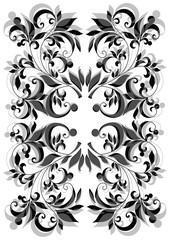 line black and gray floral seamless pattern on white background