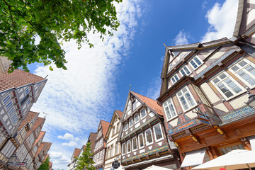 CELLE, GERMANY - JULY 18, 2016: Beautiful ancient colourful buildings in city center. Celle is a famous attraction in Saxony