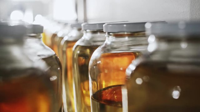 Jars with chemical flavorings in storage