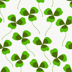 Obraz premium green clover seamless pattern on a white background