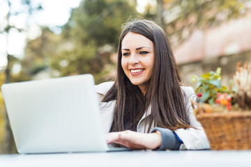 Girl using laptop