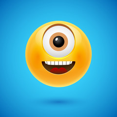 Happy smiley cyclpos vector illustration. Cartoon character emoji