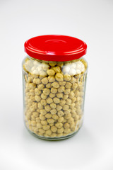 Chickpeas in a glass jar