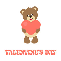 cartoon cute lovely bear with heart and text