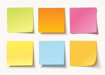 Set of different colored sheets of note papers - obrazy, fototapety, plakaty