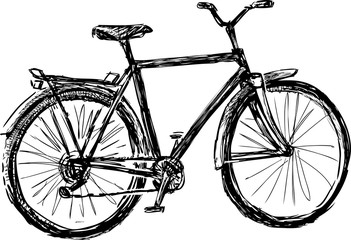 Fototapeta na wymiar sketch of an old strolling bike